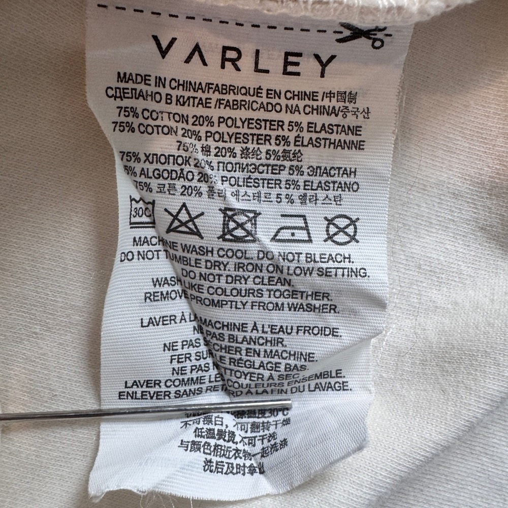 Varley Hoodie Women Small Cream Drawstring Waist Mock Neck Face Cover Pullover - Picture 7 of 9
